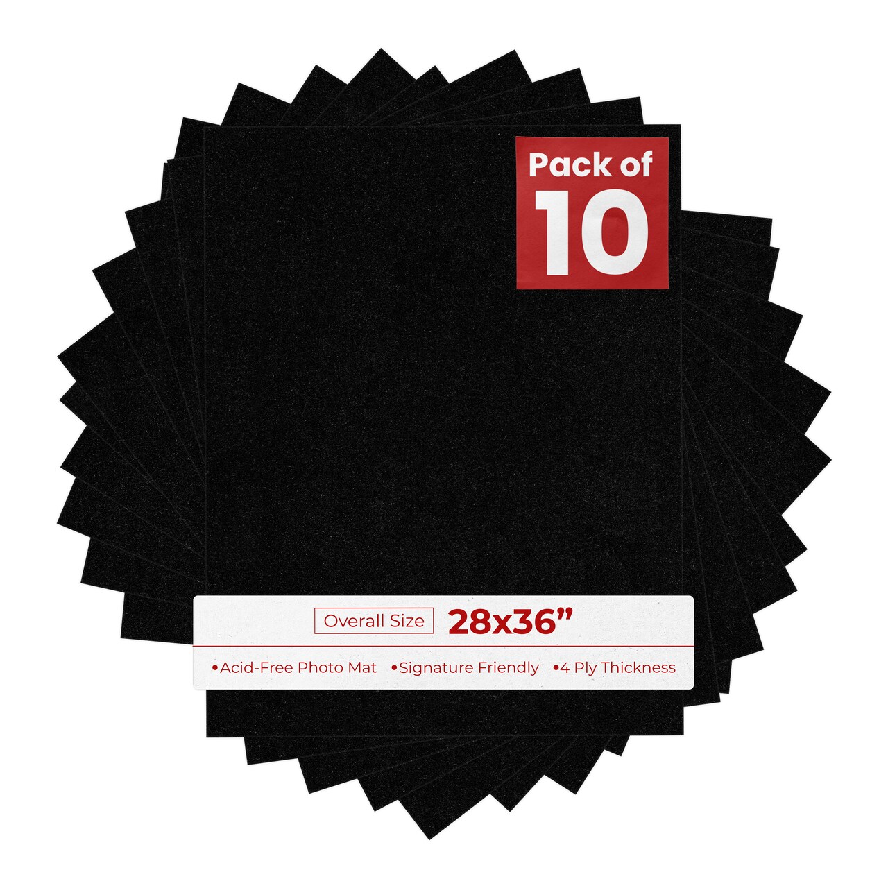 Black with Black Core 28x36 Uncut Mat Board - Blank Sheets, No Opening